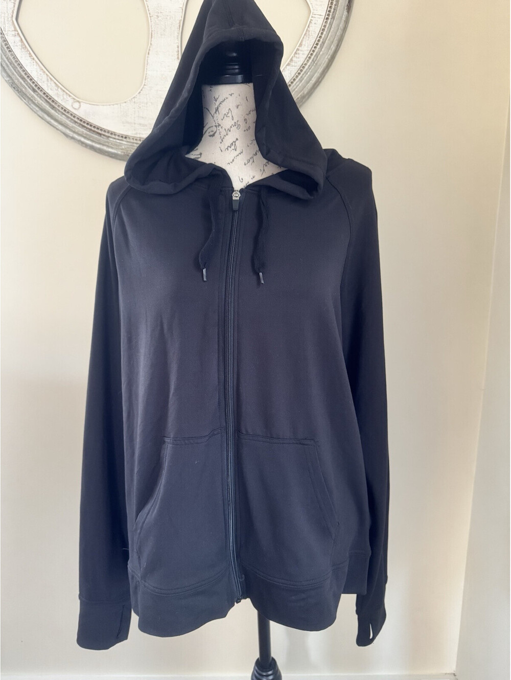 Athletic Works Men’s Zip Up Hooded Jacket Black L
